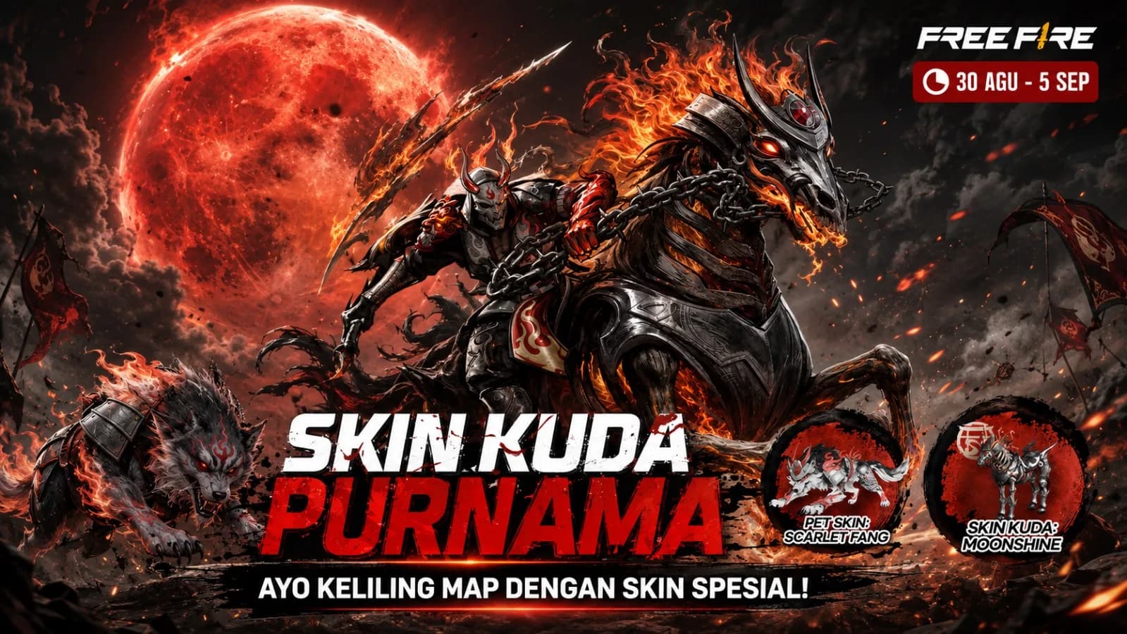 Cara Dapat Skin Kuda Moonshine dan Scarlet Fang Pet di Free Fire